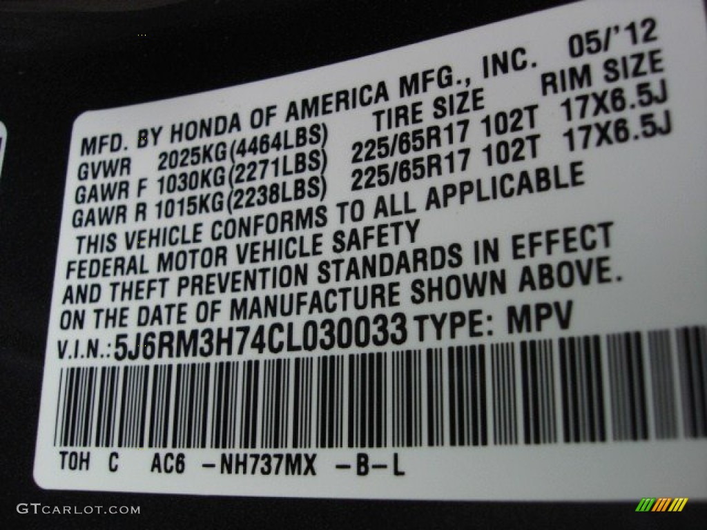 2012 CR-V EX-L - Polished Metal Metallic / Gray photo #31