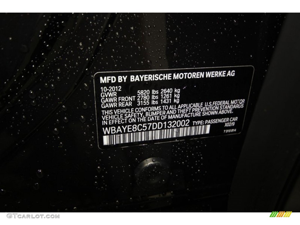 2013 7 Series Color Code X02 for Individual Citrin Black Metallic Photo #74771644