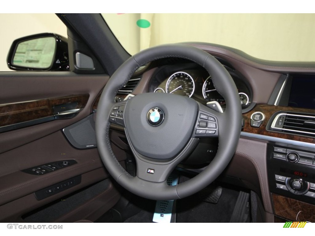 2013 BMW 7 Series 750Li Sedan Individual Canyon Brown Steering Wheel Photo #74771998