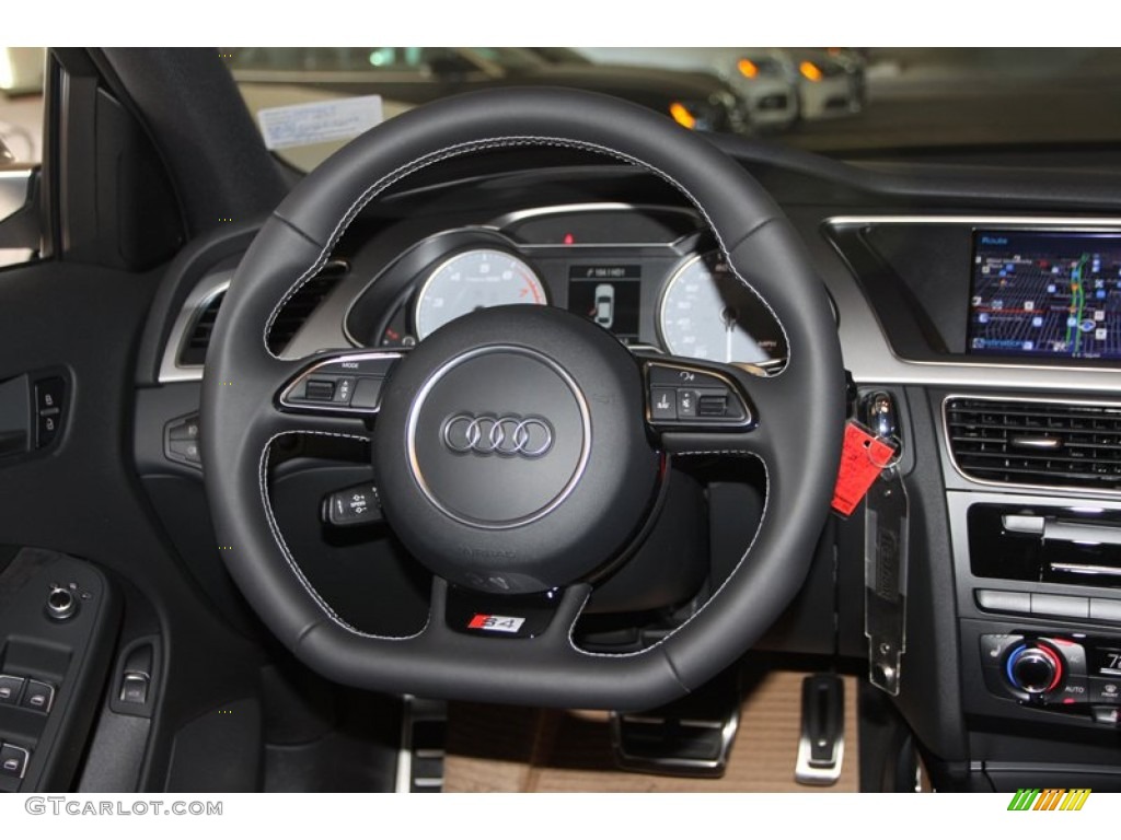 2013 Audi S4 3.0T quattro Sedan Black Steering Wheel Photo #74772531