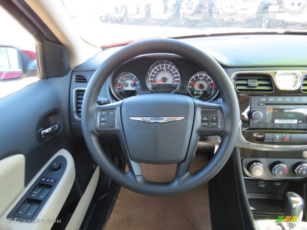 2013 Chrysler 200 LX Sedan Black/Light Frost Beige Steering Wheel Photo #74775814