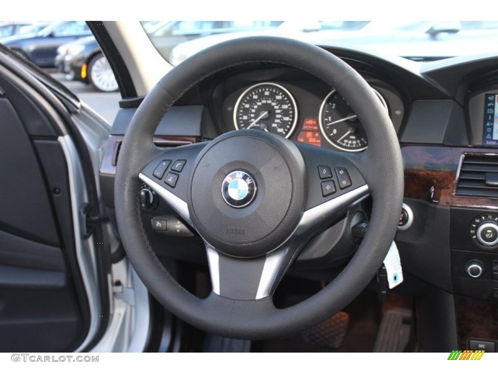 2008 BMW 5 Series 535xi Sedan Black Steering Wheel Photo #74776316