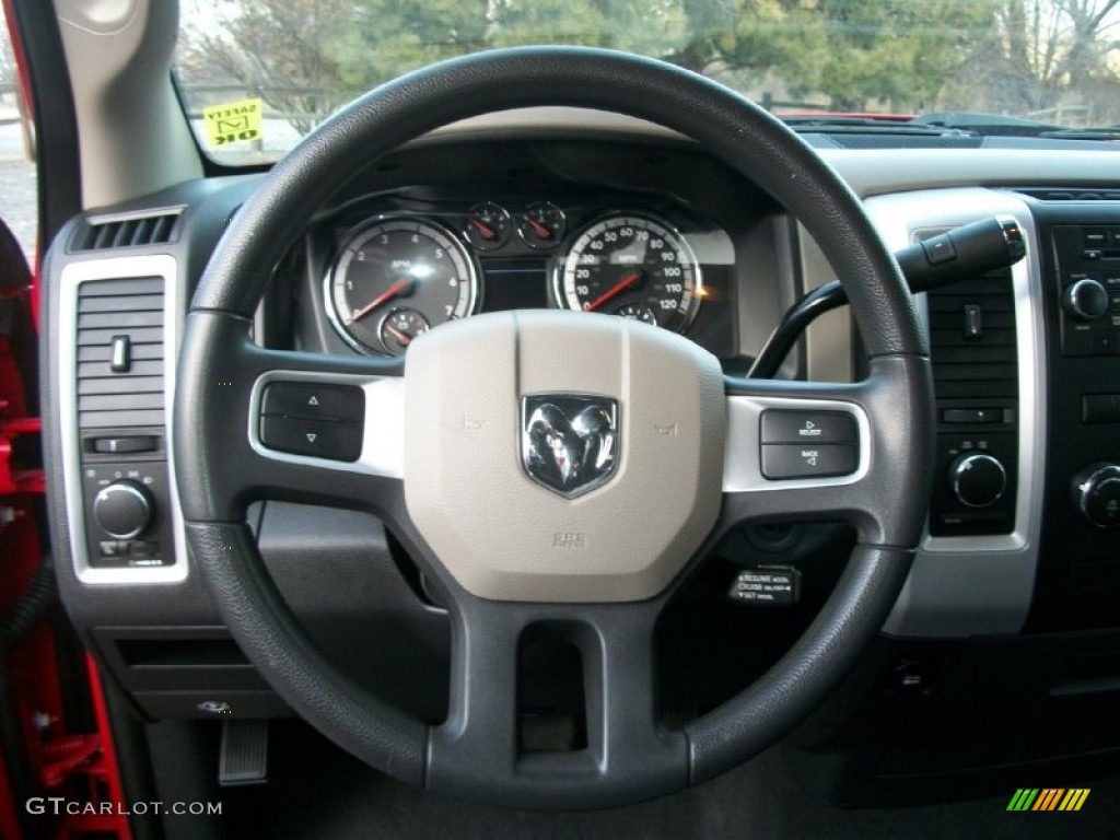 2011 Dodge Ram 1500 SLT Quad Cab 4x4 Dark Slate Gray/Medium Graystone Steering Wheel Photo #74782258