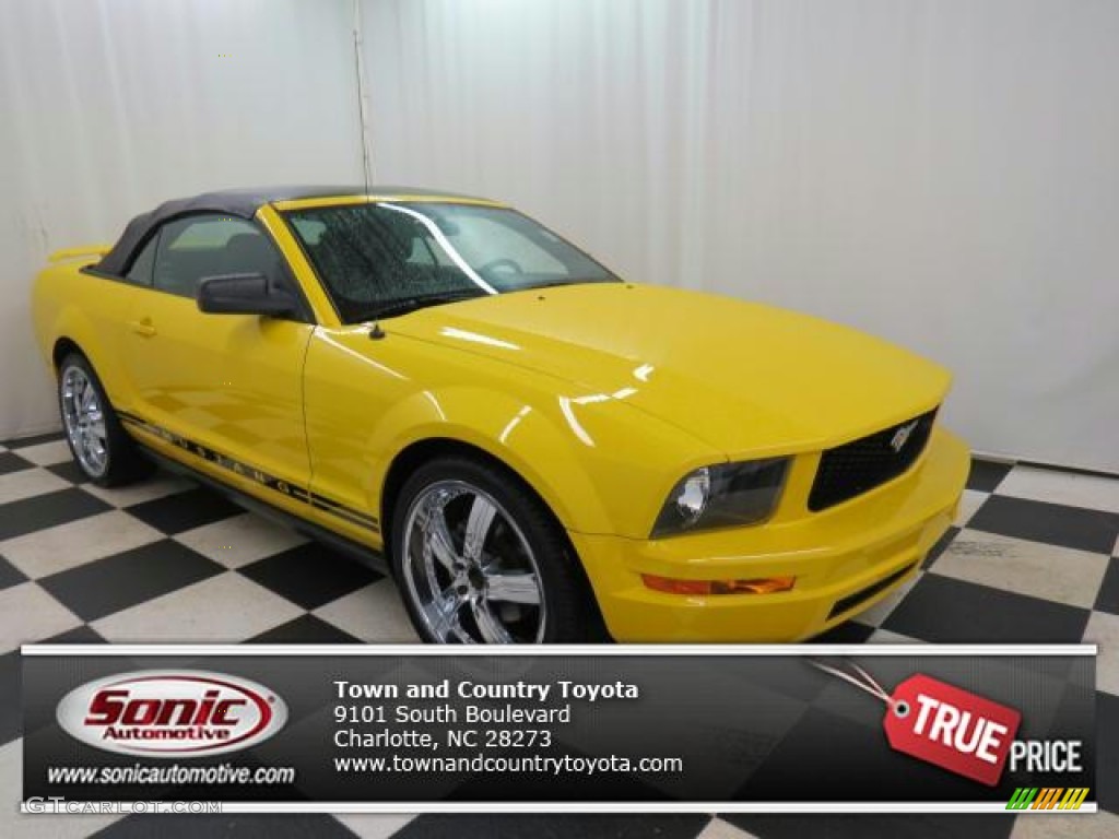 2005 Mustang V6 Premium Convertible - Screaming Yellow / Dark Charcoal photo #1
