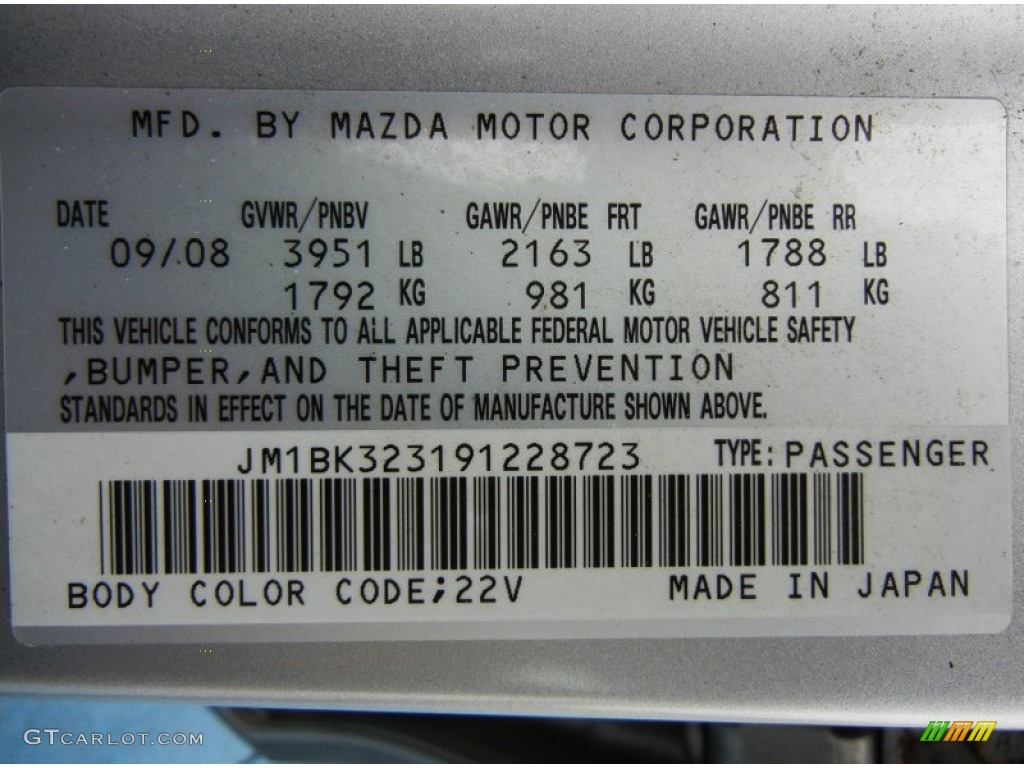 2009 Mazda MAZDA3 s Sport Sedan Color Code Photos