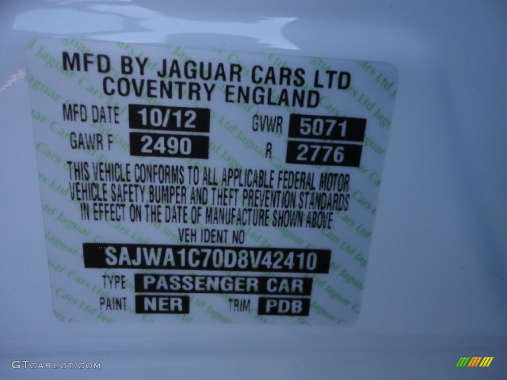 2013 XJ Color Code NER for Polaris White Photo #74793102