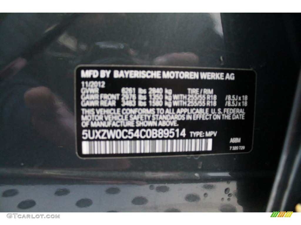 2012 X5 Color Code A68 for Platinum Gray Metallic Photo #74796624