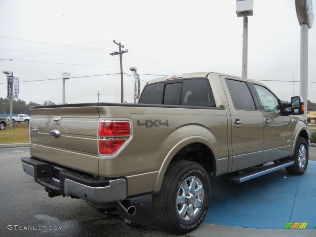 2013 F150 Lariat SuperCrew 4x4 - Pale Adobe Metallic / Adobe photo #3