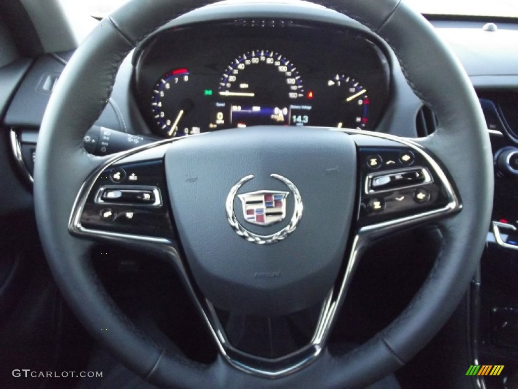 2013 Cadillac ATS 2.0L Turbo Jet Black/Jet Black Accents Steering Wheel Photo #74799574