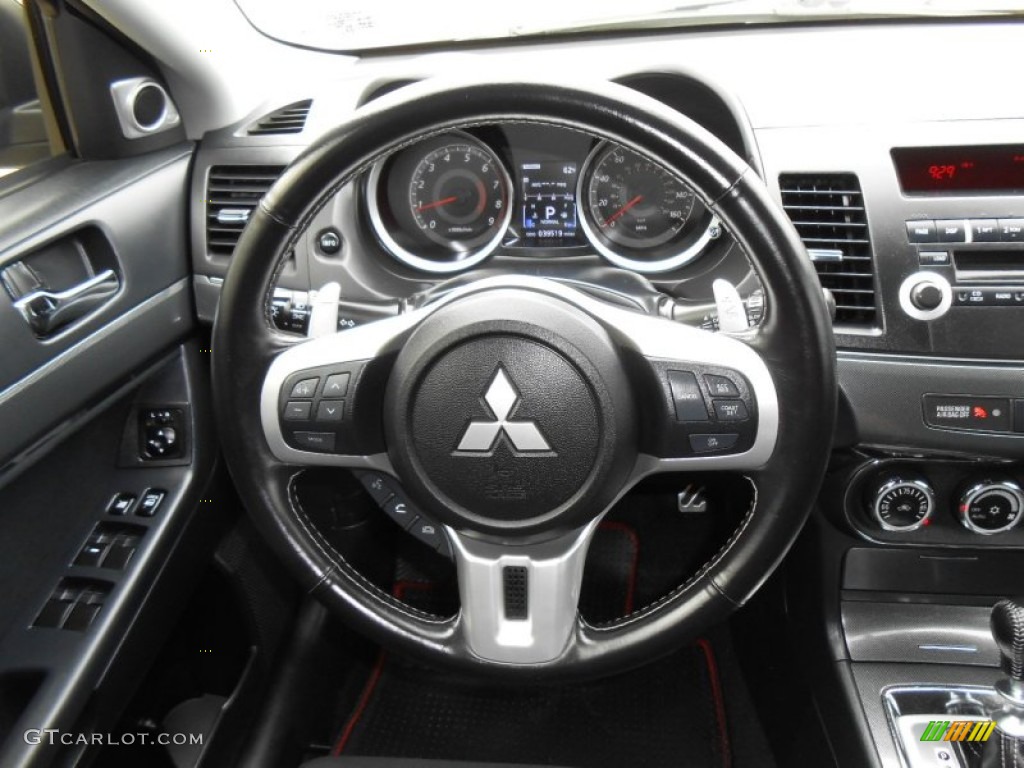 2010 Mitsubishi Lancer Sportback RALLIART AWD Black Steering Wheel Photo #74800027