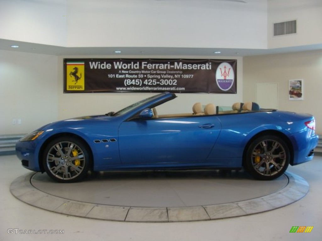 2013 GranTurismo Convertible GranCabrio - Blu Mediterraneo (Blue Metallic) / Pearl Beige photo #6