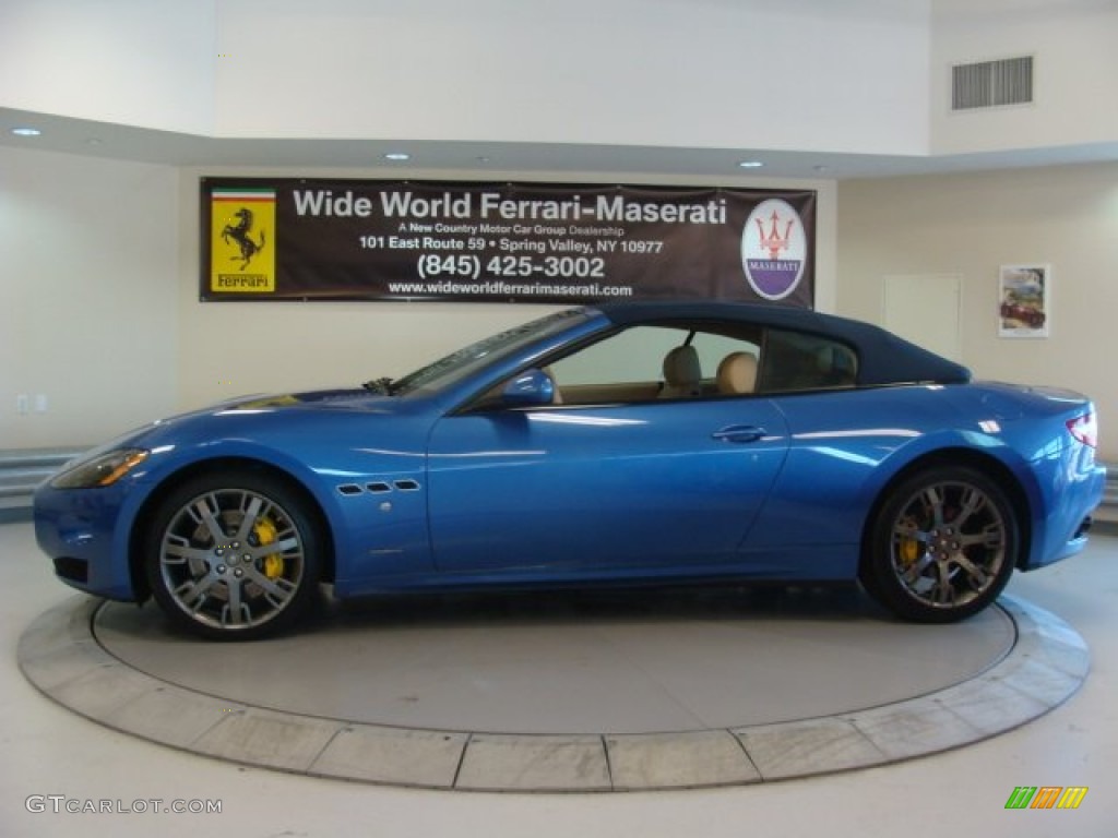 2013 GranTurismo Convertible GranCabrio - Blu Mediterraneo (Blue Metallic) / Pearl Beige photo #7