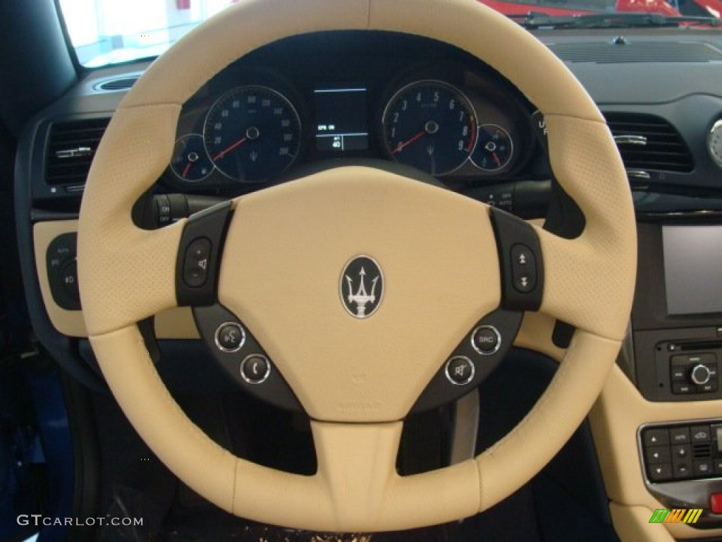 2013 Maserati GranTurismo Convertible GranCabrio Pearl Beige Steering Wheel Photo #74801335