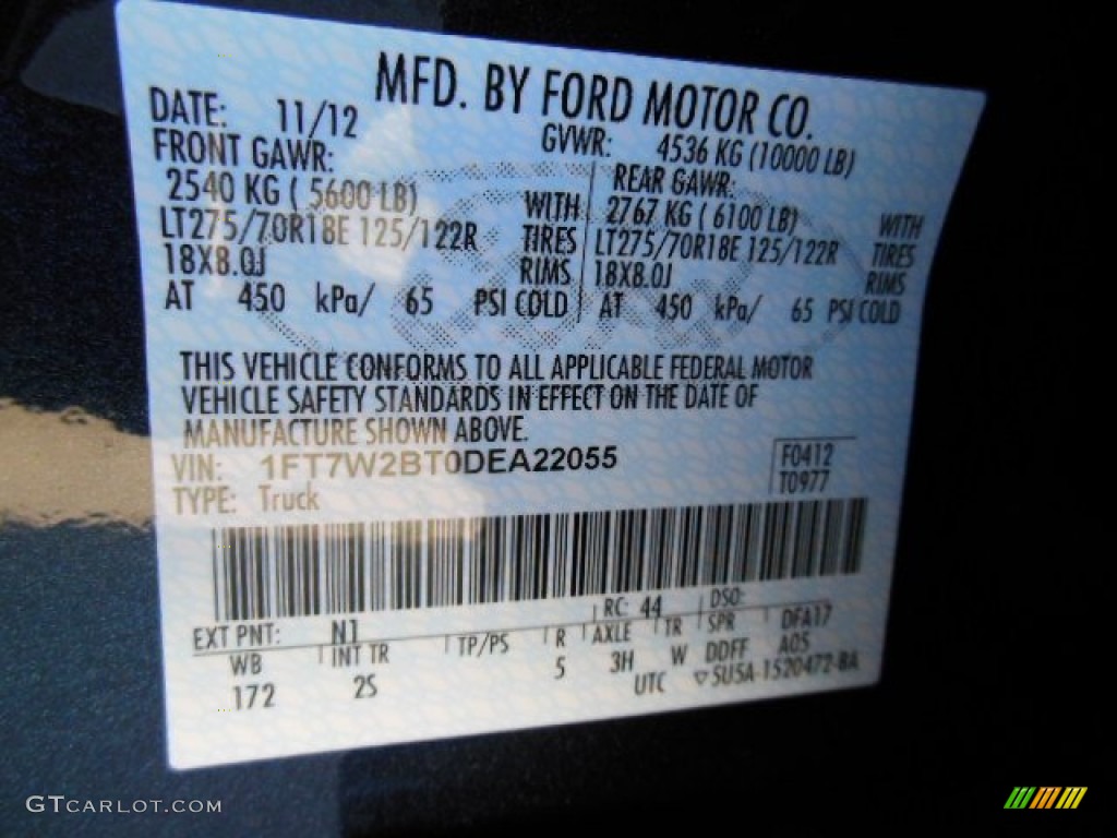 2013 F250 Super Duty Color Code N1 for Blue Jeans Metallic Photo #74804402