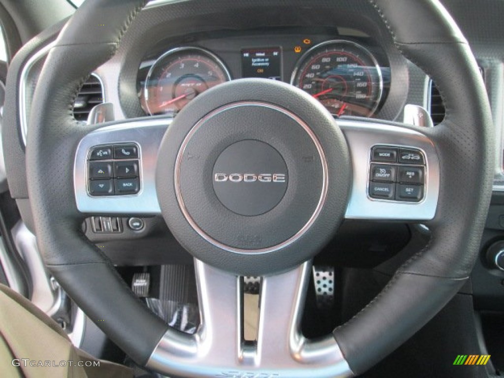 2012 Dodge Charger SRT8 Black Steering Wheel Photo #74805617