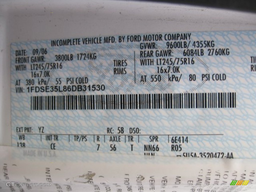 2007 Ford E Series Cutaway E350 Commercial Moving Truck Color Code Photos