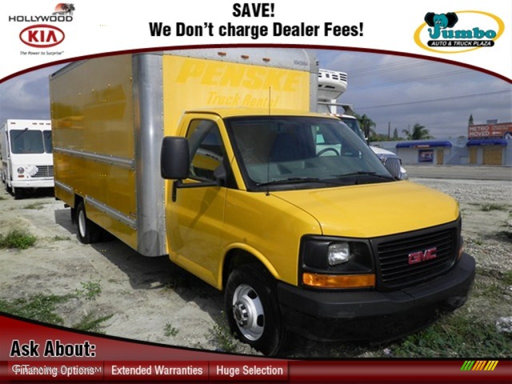 2009 Savana Cutaway 3500 Commercial Moving Truck - Yellow / Medium Pewter photo #1