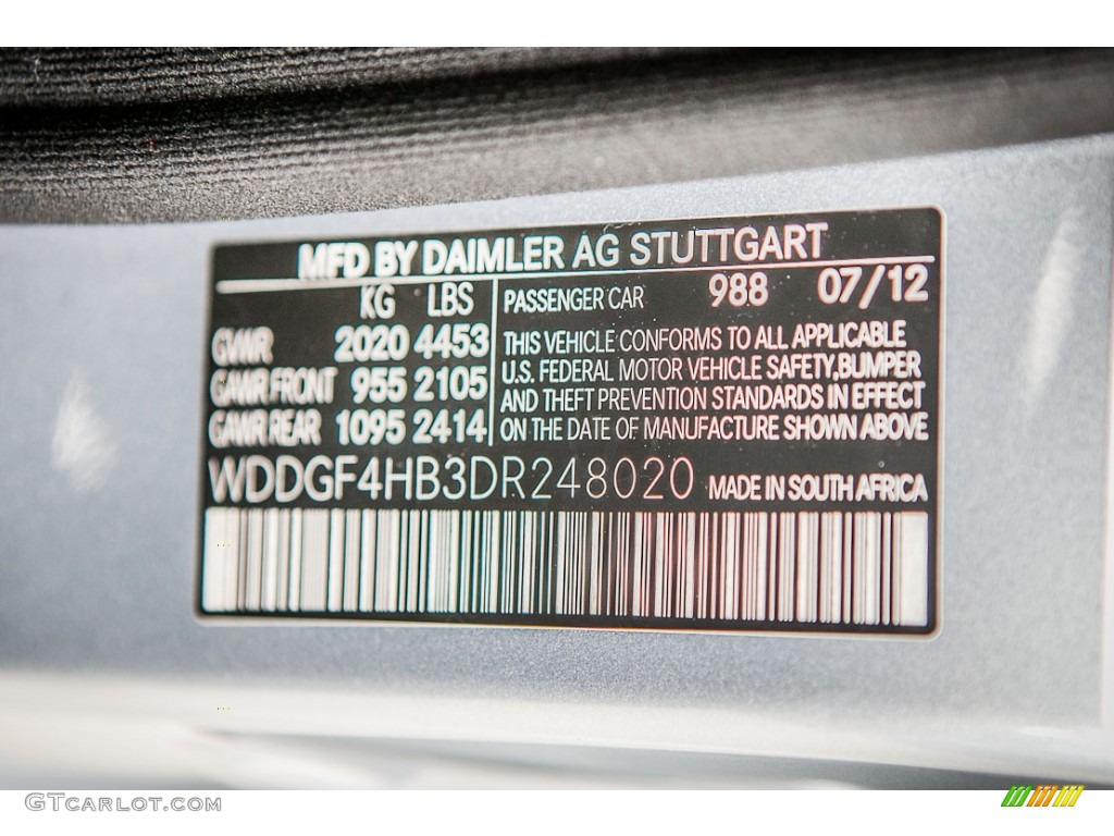 2013 C Color Code 988 for Diamond Silver Metallic Photo #74816063