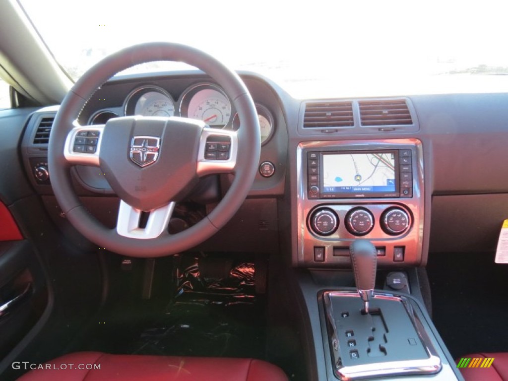 2013 Challenger SXT Plus - Bright White / Radar Red/Dark Slate Gray photo #10