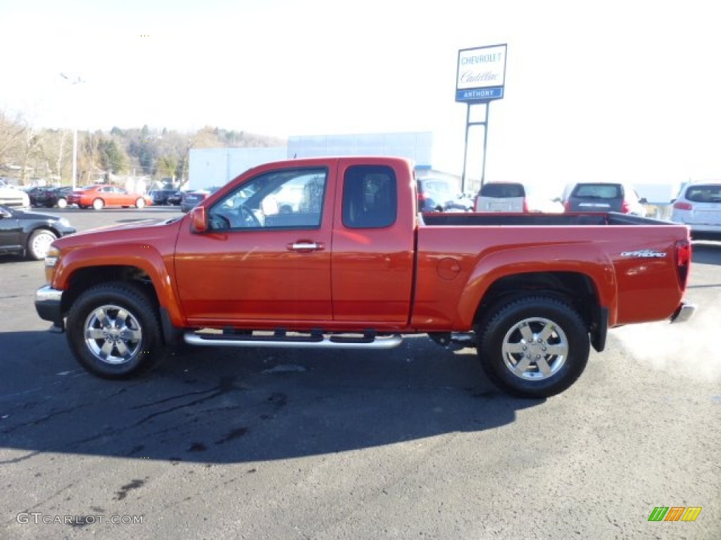 2012 Canyon SLE Extended Cab 4x4 - Red Orange Metallic / Ebony photo #4