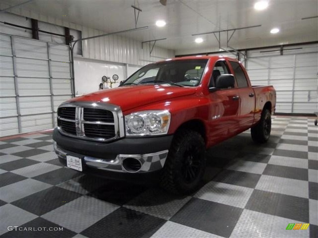 2008 Ram 1500 ST Quad Cab - Flame Red / Medium Slate Gray photo #3