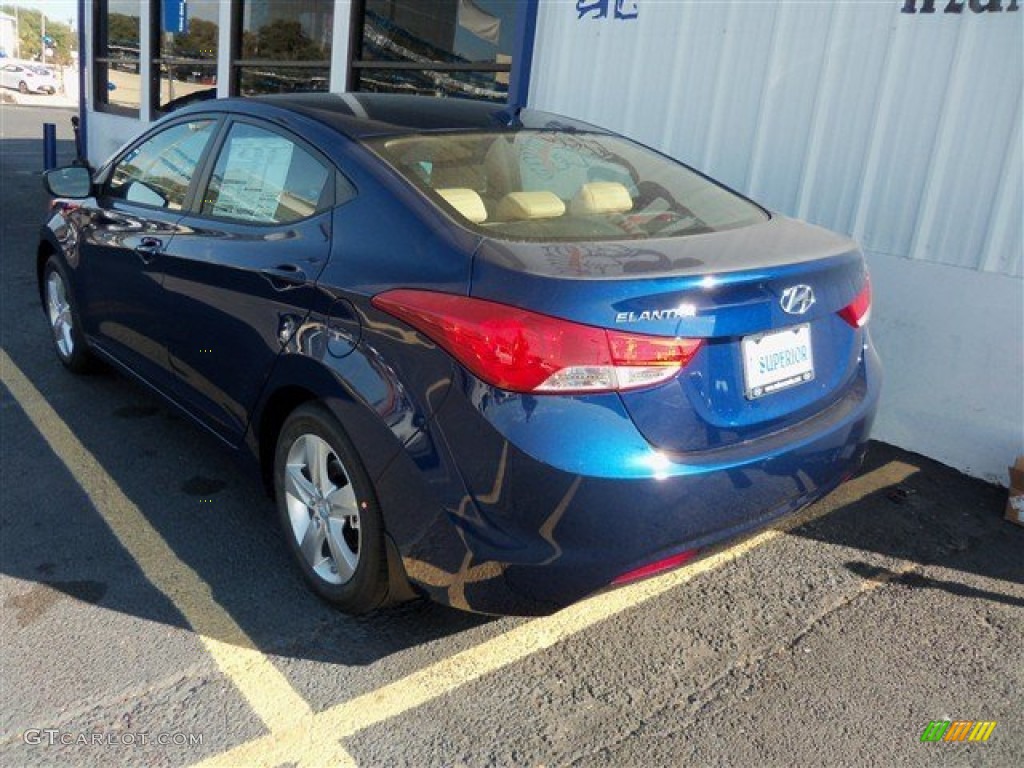 2013 Elantra GLS - Atlantic Blue / Beige photo #5