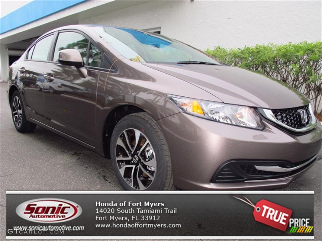 2013 Civic EX Sedan - Urban Titanium Metallic / Beige photo #1