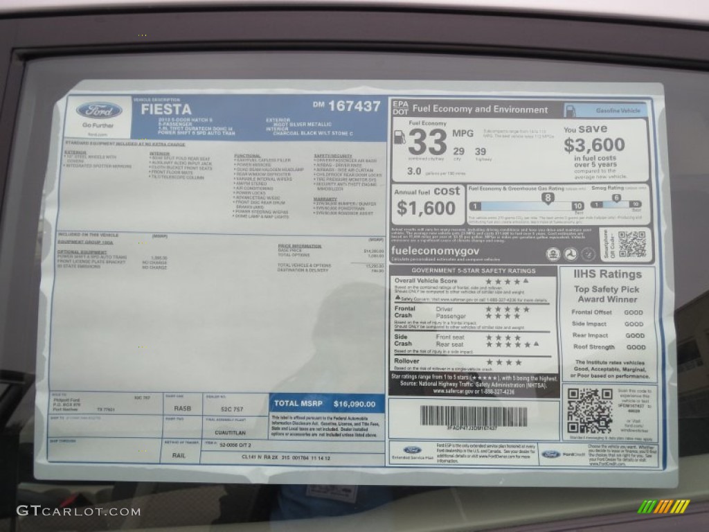 2013 Ford Fiesta S Hatchback Window Sticker Photo #74839619