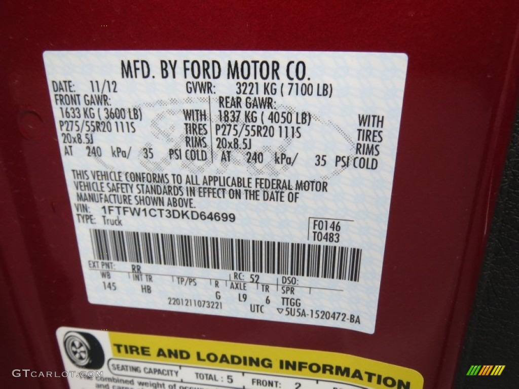 2013 F150 Lariat SuperCrew - Ruby Red Metallic / Black photo #36