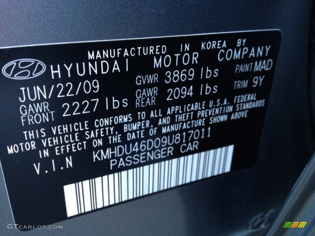 2009 Elantra Color Code MAD for Carbon Gray Photo #74840867