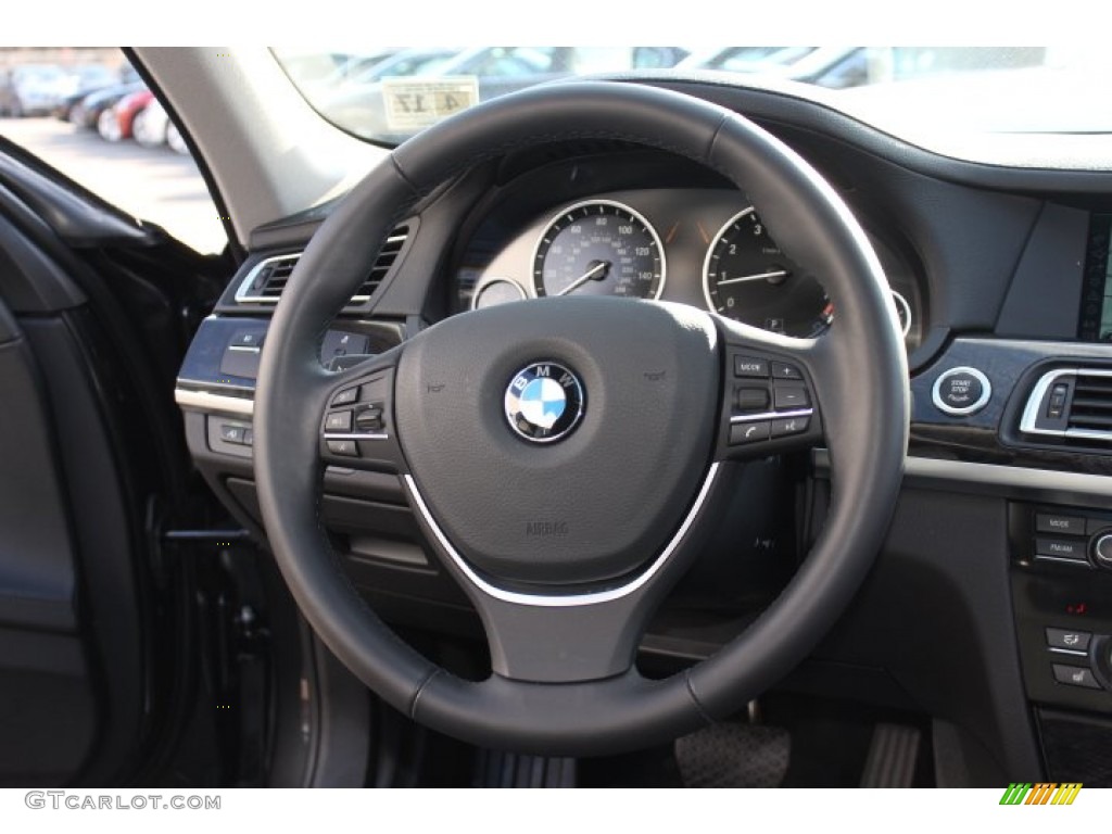 2012 BMW 7 Series 750i xDrive Sedan Black Steering Wheel Photo #74841485