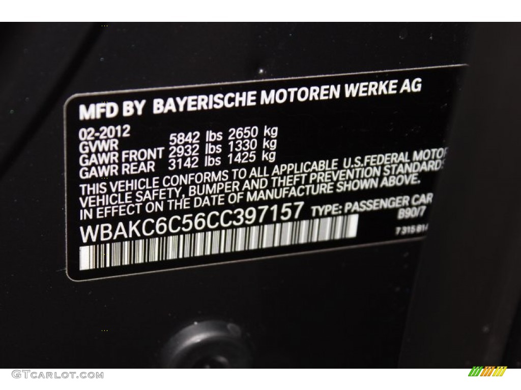 2012 7 Series Color Code B90 for Dark Graphite Metallic Photo #74841770