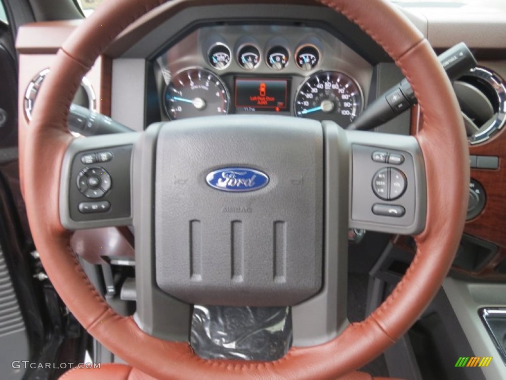2013 Ford F250 Super Duty King Ranch Crew Cab 4x4 King Ranch Chaparral Leather/Black Trim Steering Wheel Photo #74842658