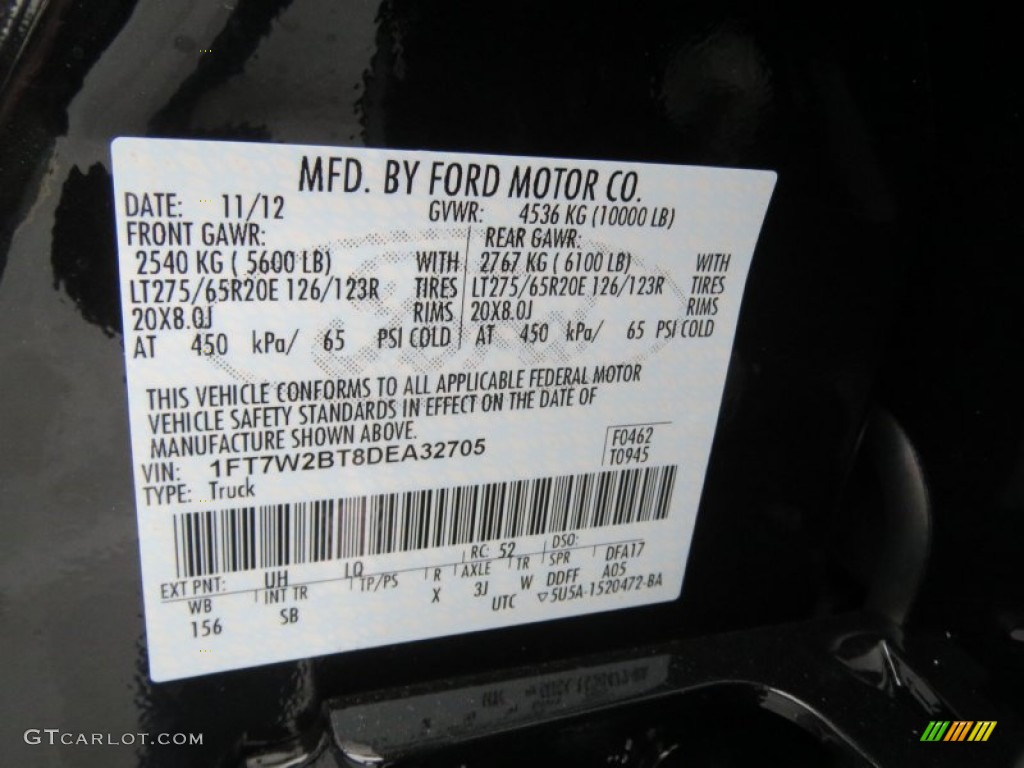 2013 F250 Super Duty Color Code UH for Tuxedo Black Metallic Photo #74842712