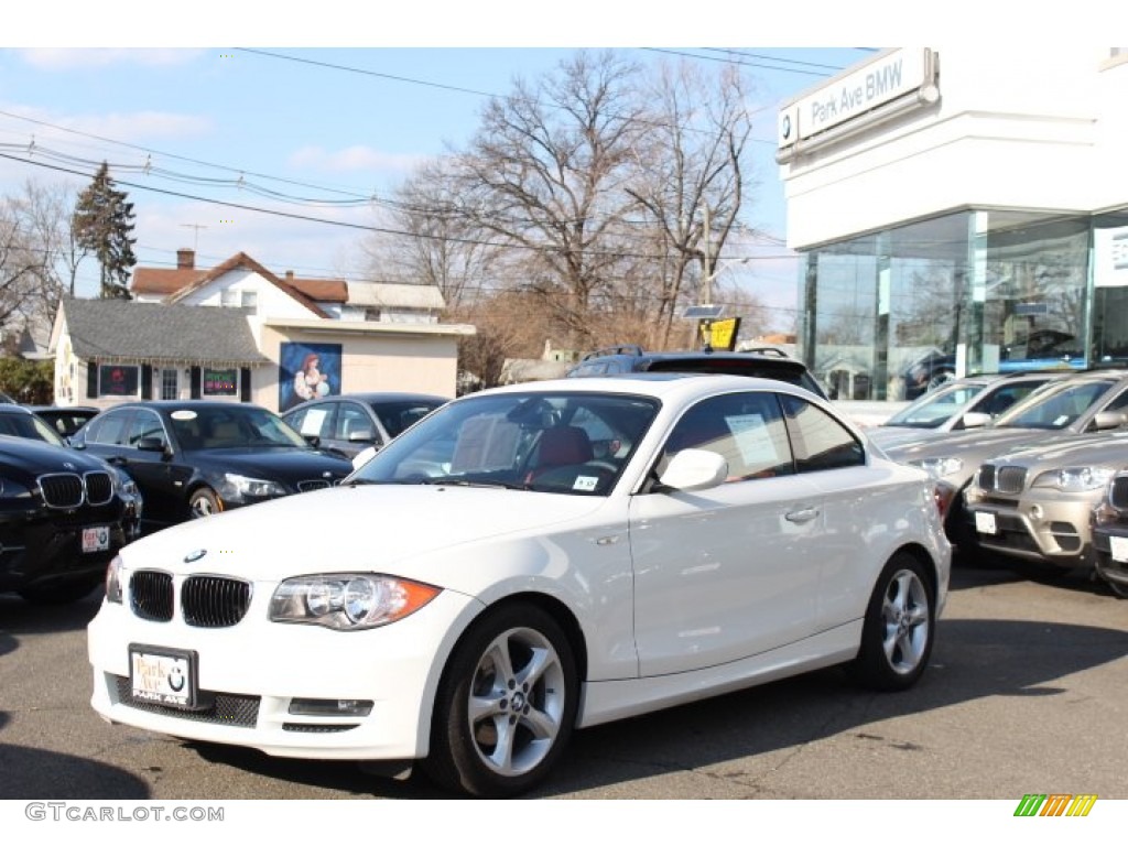 2011 1 Series 128i Coupe - Alpine White / Coral Red photo #1