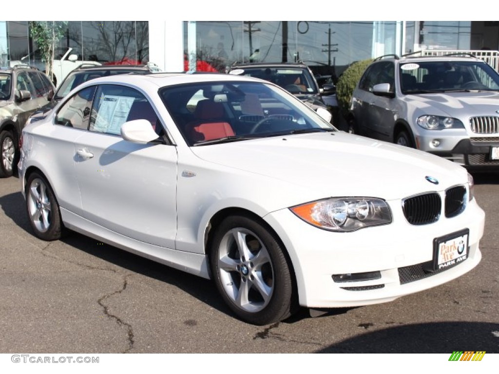 2011 1 Series 128i Coupe - Alpine White / Coral Red photo #3