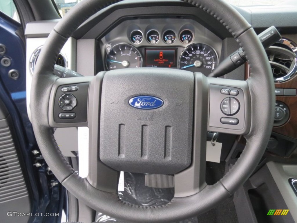 2013 Ford F350 Super Duty Lariat Crew Cab 4x4 Black Steering Wheel Photo #74846111