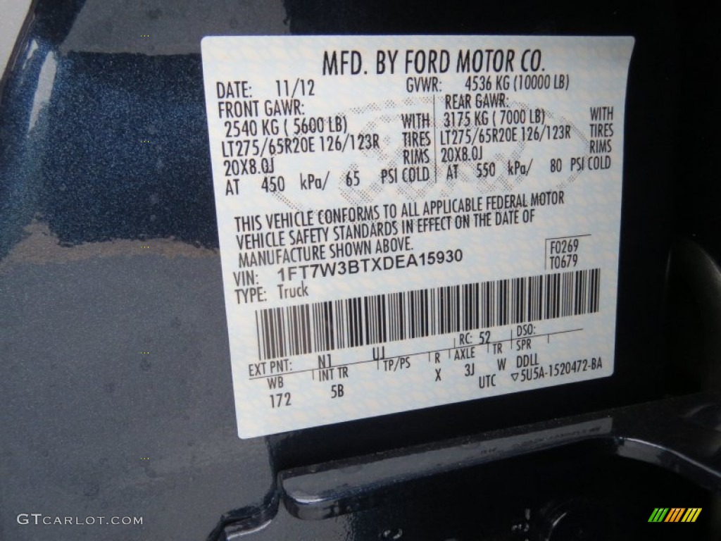 2013 F350 Super Duty Color Code N1 for Blue Jeans Metallic Photo #74846144