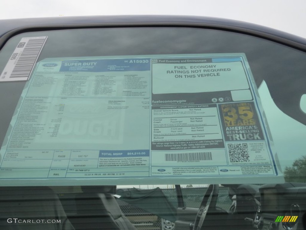 2013 Ford F350 Super Duty Lariat Crew Cab 4x4 Window Sticker Photo #74846153