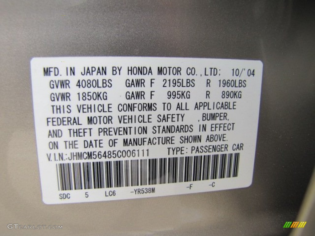 2005 Honda accord paint codes #3