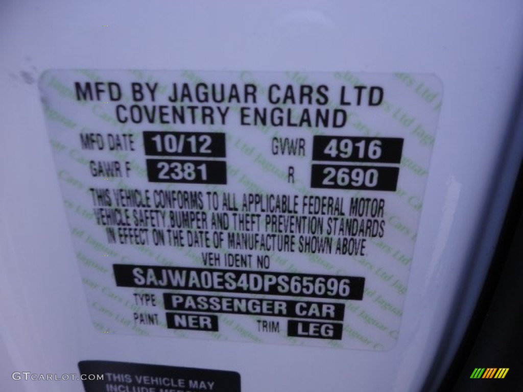2013 XF Color Code NER for Polaris White Photo #74849888