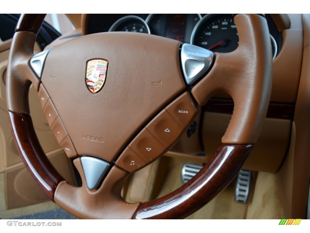 2006 Porsche Cayenne S Havanna/Sand Beige Steering Wheel Photo #74853972