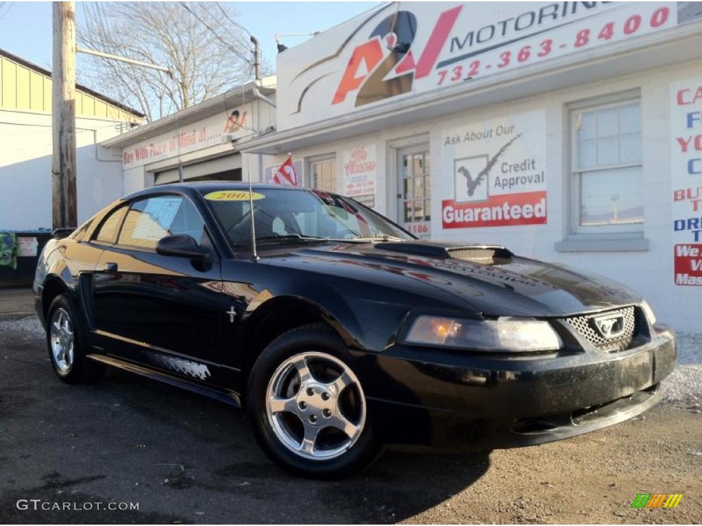 2003 Mustang V6 Coupe - Black / Dark Charcoal/Medium Parchment photo #1