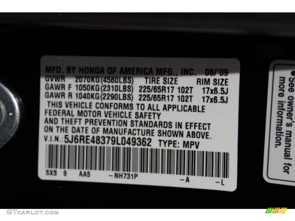2009 CR-V LX 4WD - Crystal Black Pearl / Black photo #24