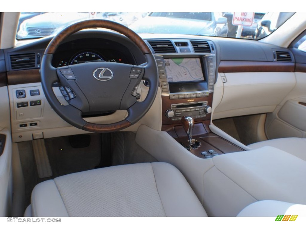 Parchment/Medium Brown Walnut Interior 2012 Lexus LS 600h L AWD Hybrid Photo #74863955