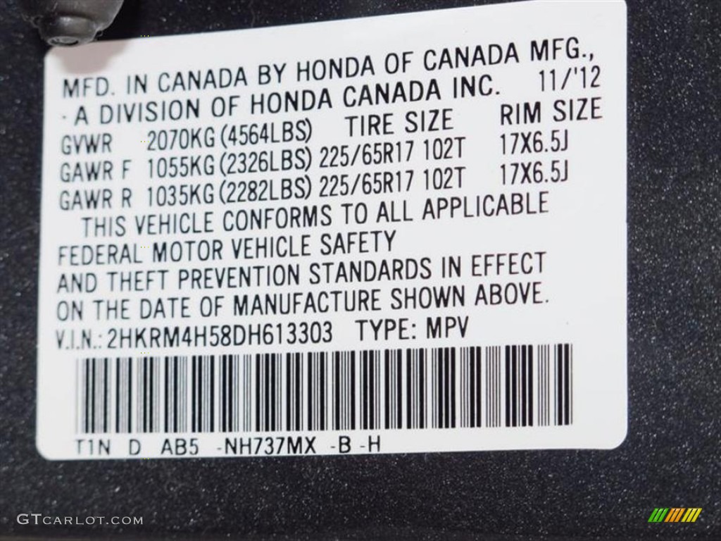 2013 CR-V EX AWD - Polished Metal Metallic / Gray photo #10