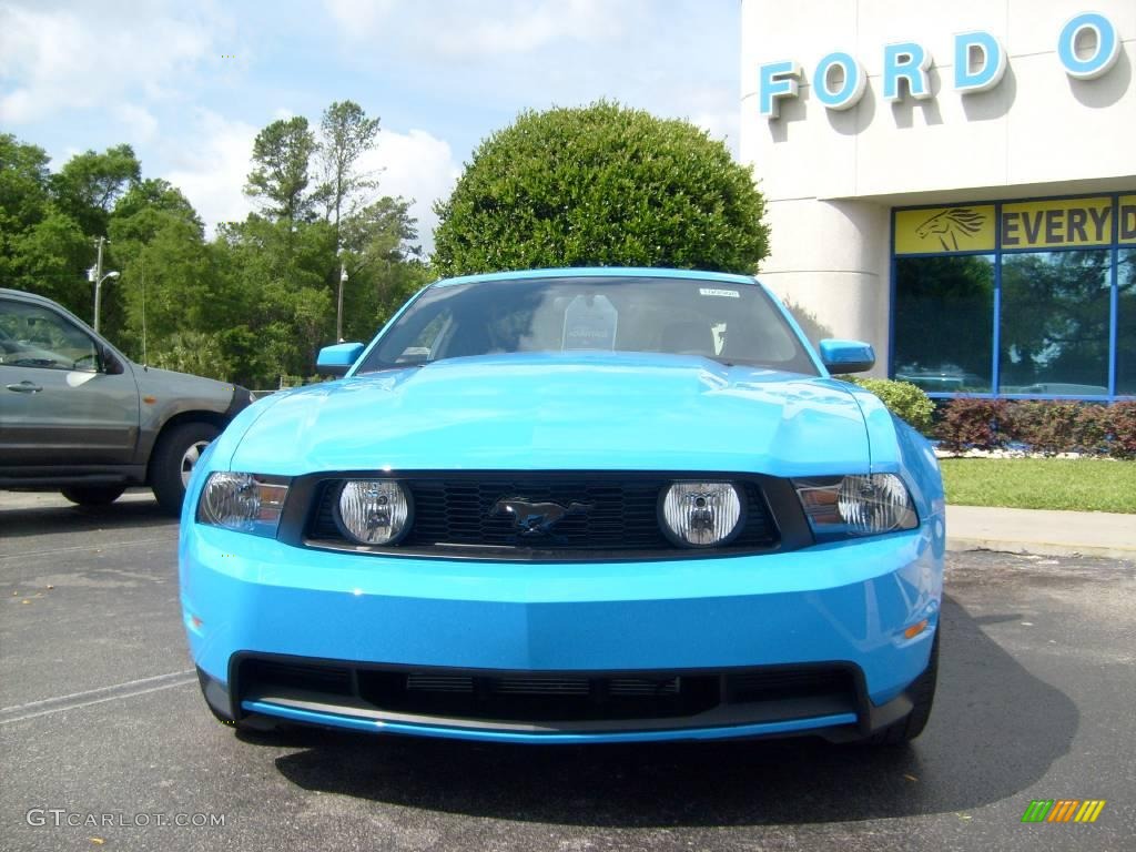 2010 Mustang GT Premium Coupe - Grabber Blue / Charcoal Black/Grabber Blue photo #8