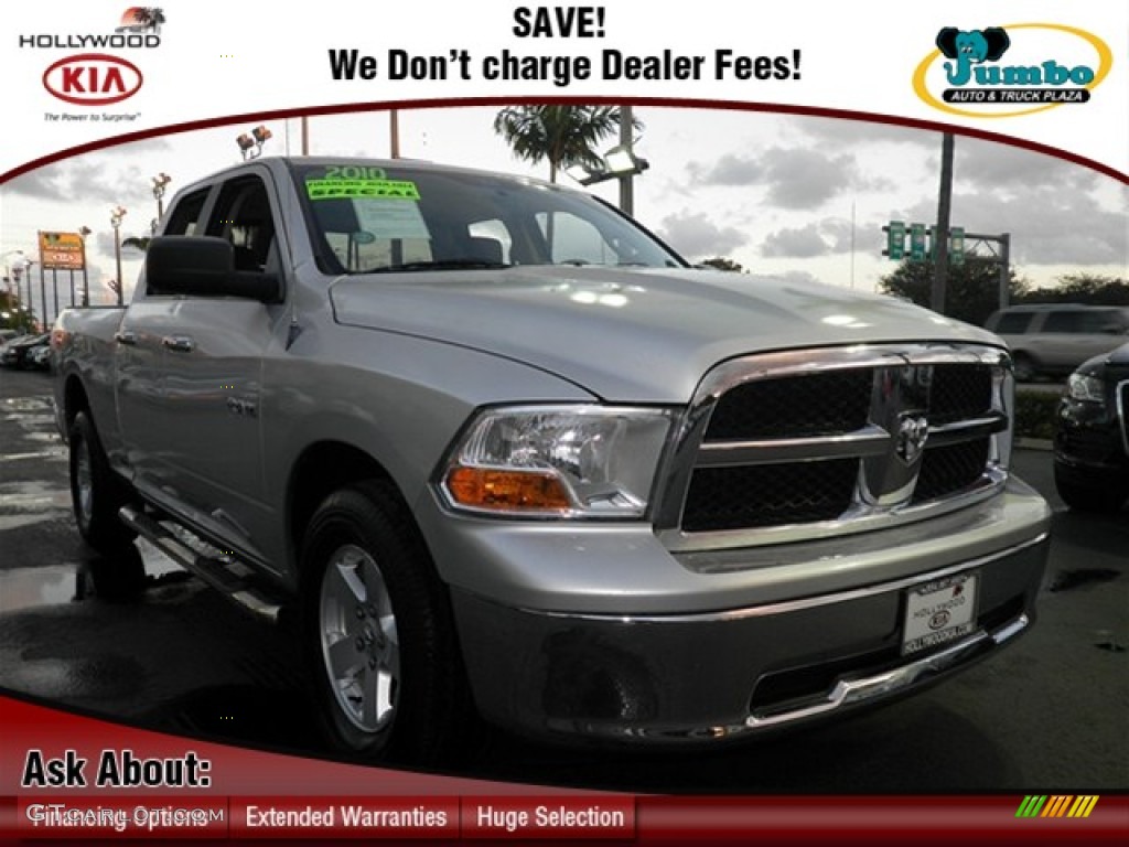 2010 Ram 1500 SLT Quad Cab - Bright Silver Metallic / Dark Slate/Medium Graystone photo #1