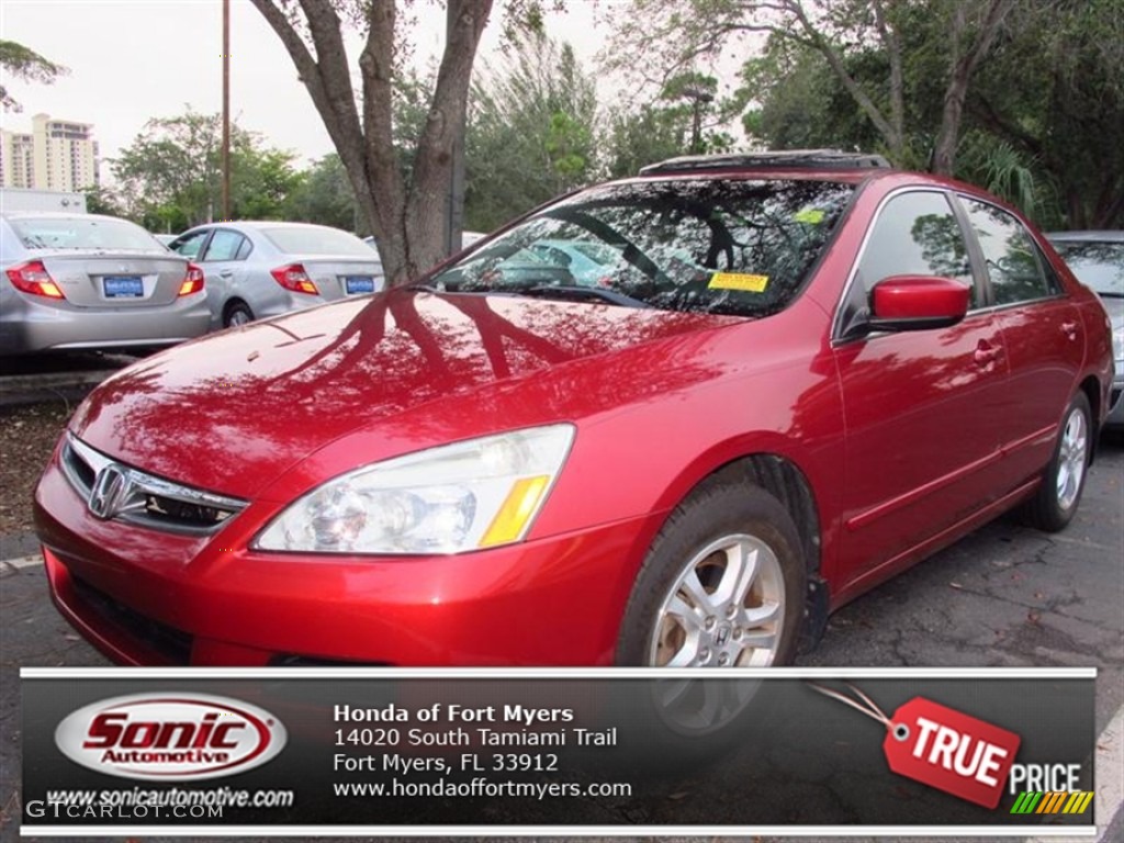 2007 Accord EX-L Sedan - Moroccan Red Pearl / Gray photo #1