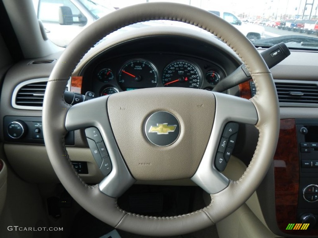 2013 Chevrolet Silverado 2500HD LTZ Crew Cab 4x4 Light Cashmere/Dark Cashmere Steering Wheel Photo #74878532